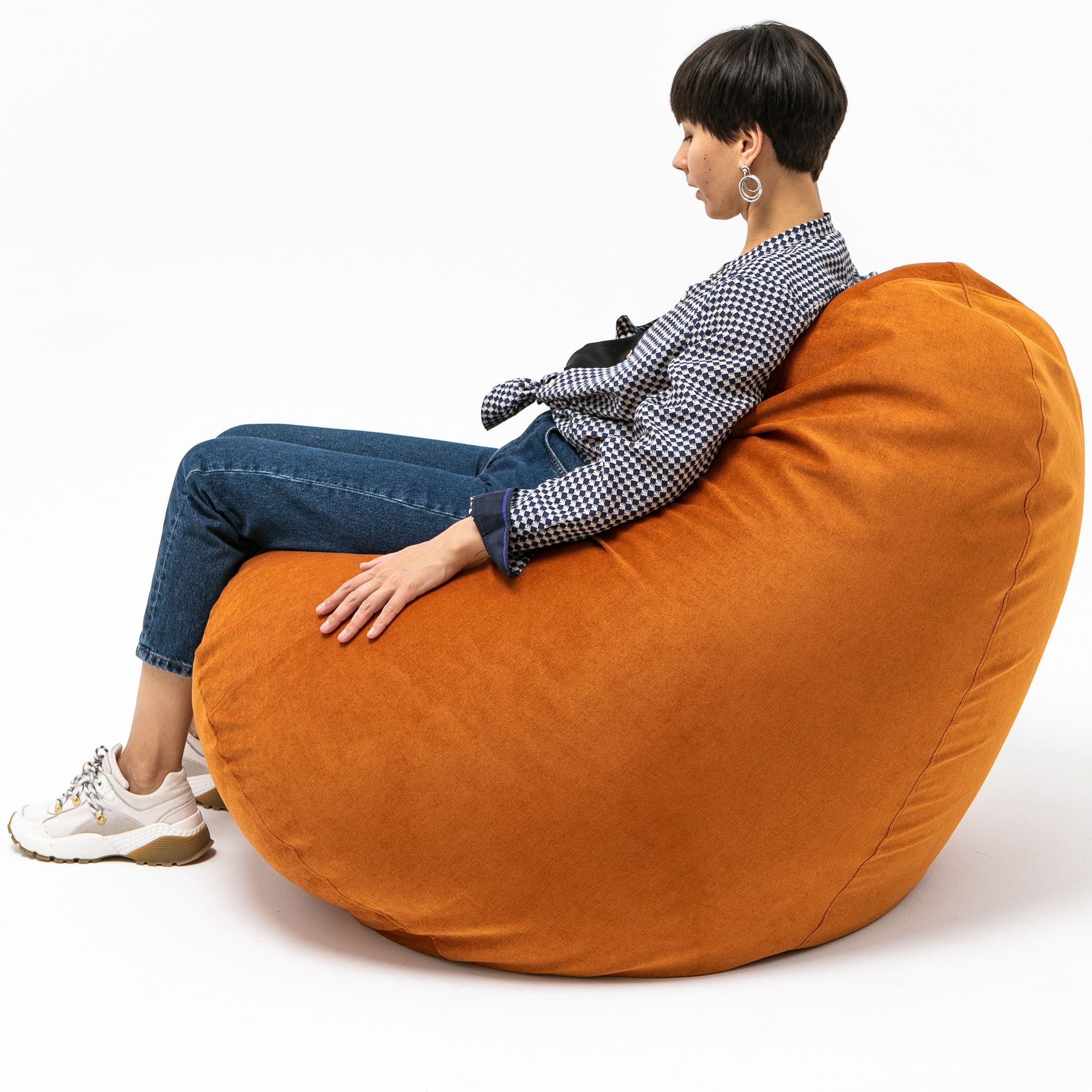 Кресло-мешок «Латте» в велюре, размер L | Мастерская бескаркасной мебели KRESLO