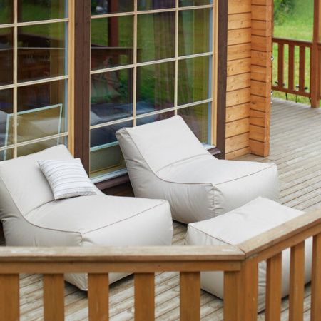 РАУНД Набор лежаков с пуфом для улицы (косая спинка) | Мастерская бескаркасной мебели KRESLO
