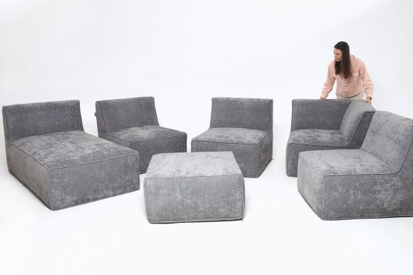 Модульный диван CUBE c лежаком | Мастерская бескаркасной мебели KRESLO