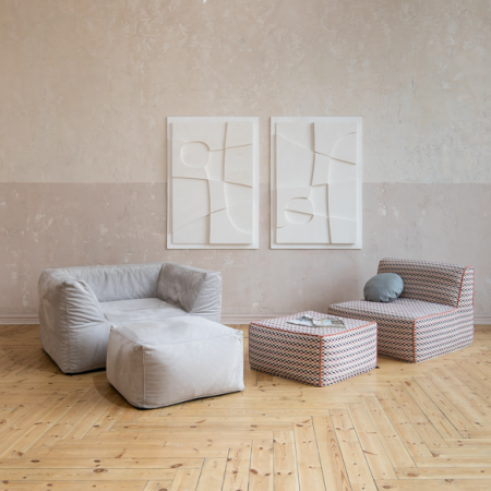 Кресло с двумя подлокотниками DORINO в велюре | Мастерская бескаркасной мебели KRESLO