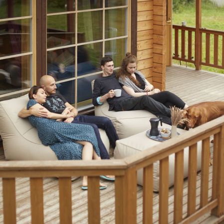 РАУНД Набор лежаков с пуфом для улицы (косая спинка) | Мастерская бескаркасной мебели KRESLO