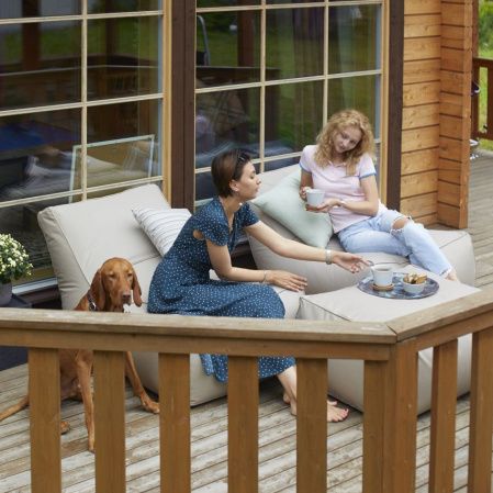 РАУНД Набор лежаков с пуфом для улицы (косая спинка) | Мастерская бескаркасной мебели KRESLO