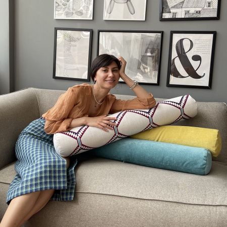 Ортопедическая подушка-валик Purple Geometry | Мастерская бескаркасной мебели KRESLO