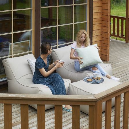 РАУНД Набор лежаков с пуфом для улицы (косая спинка) | Мастерская бескаркасной мебели KRESLO