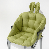 Мягкая подушка для стула с ушками в рогожке